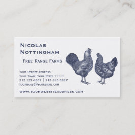 Cartão De Visita Blue Rooster e Hen Wyandotte Chickens
