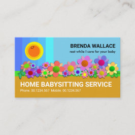Cartão De Visita Blue Skies Happy Sun Colorida Flores Babysitting