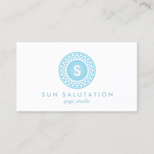 Cartão De Visita BLUE SUN LOGO MONOGRAM for YOGA STUDIO, PROFESSOR