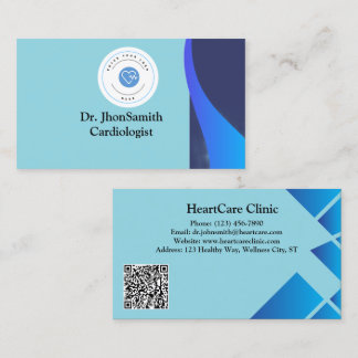Cartão De Visita Blue theme Customized Logo QR Doctor