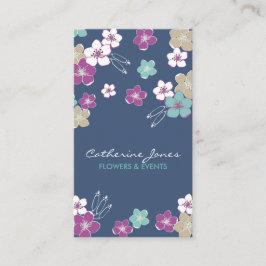 Cartão De Visita Blue violet hawaiian exotic flowers illustration