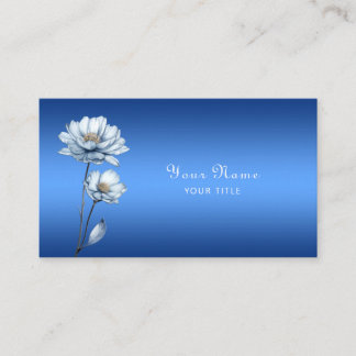 Cartão De Visita Blue Watercolor Flowers Business Card
