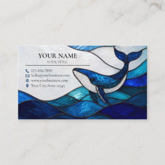 Cartão De Visita Blue Whale Stained Glass Ocean Business Card