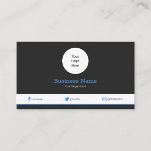 Cartão De Visita Blue Your Logo Modern Social Media Profile