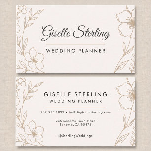 Cartão De Visita Blush Botânico de Planner Elegante Preto