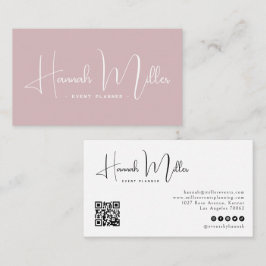 Cartão De Visita Blush | Código QR Minimalista Elegante Moderno