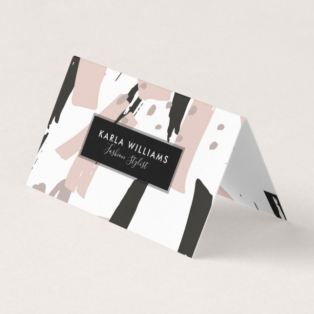 Cartão De Visita Blush Crash Modern BrushStrokes Composição (Frente)