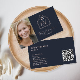 Cartão De Visita Blush do Marinho do Realtor Profissional de Imóvei