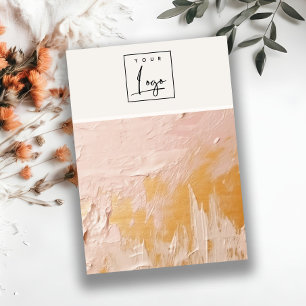 Cartão De Visita Blush Dourado Oil Paint Textura do logotipo Vazio 