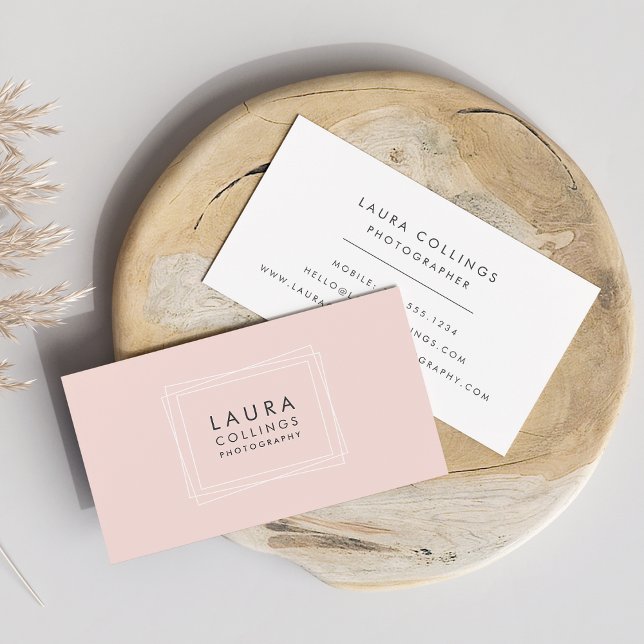 Cartão De Visita Blush e Cinza modernas geométricas (Criador carregado)