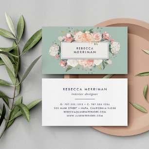 Cartão De Visita Blush e Sage Floral Antigos