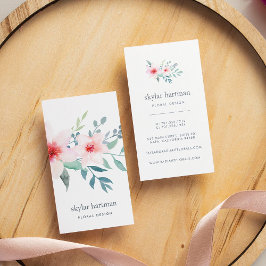 Cartão De Visita Blush e Sage Floral | Vertical