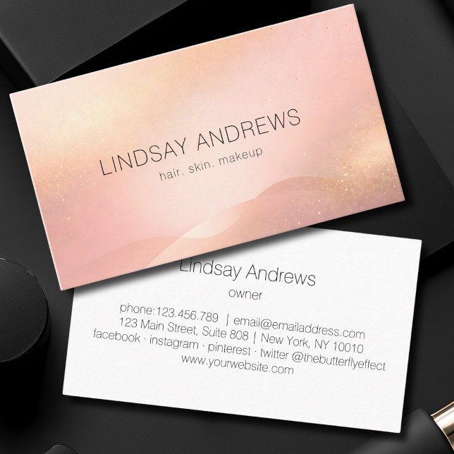 Cartão De Visita Blush Gold Glow Gradient Salon  (Blush Gold Glow Gradient Salon Business Card
)