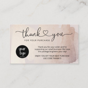 Cartão De Visita Blush Gold Pequenas Empresas Agradecimento pela Co