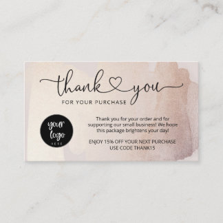 Cartão De Visita Blush Gold Pequenas Empresas Agradecimento pela Co