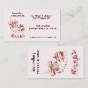 Cartão De Visita Blush Patisserie Café Marca Personalizada
