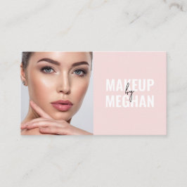 Cartão De Visita Blush Pink Black Modern Photo Makeup Business Card