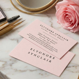Cartão De Visita Blush Pink Black Script Lashes