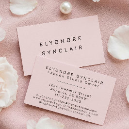 Cartão De Visita Blush Pink Black Script Lashes