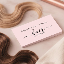 Cartão De Visita Blush Pink Elegant Script Hair Extension Business