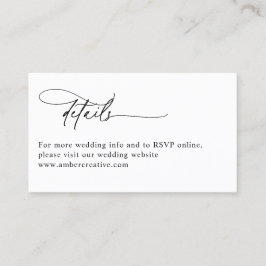 Cartão De Visita Blush Pink Modern Minimalist Wedding Details Card