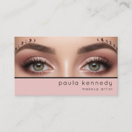 Cartão De Visita Blush Pink Modern Photo Makeup QR Code