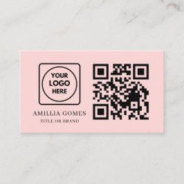 Cartão De Visita Blush Pink QR | Design de Contato Feminino Minimal