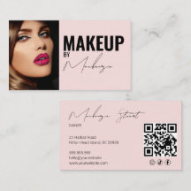 Blush Pink Script Ícone Social QR Code Foto Maquia
