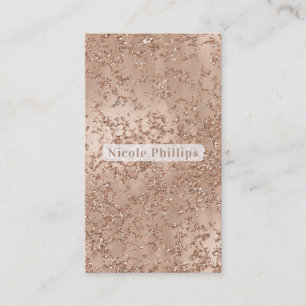 Cartão De Visita Blush Rosa Dourado Rosa Glamour Brilho Crackle Chi