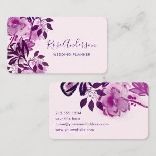 Cartão De Visita Blush Rosa e Tipografia Floral Burgundy