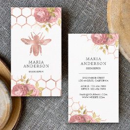 Cartão De Visita Blush Rosa Flor de Mel Abelha Apicultor