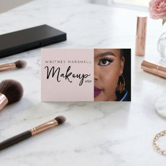 Cartão De Visita Blush Rosa Ícone de Redes Sociais Maquiador Foto 