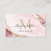 Blush Rosa Mármore Ágata Cabelo Maquiagem Monogram