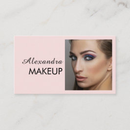 Cartão De Visita Blush Rosa Preto Script Foto Maquiagem  Negócios