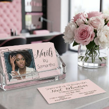 Blush Rosa Preto Script Foto Unhas