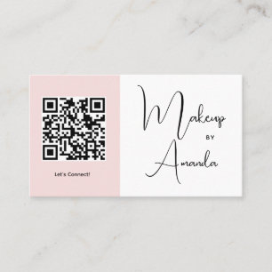 Cartão De Visita Blush Rosa Rascunho Ícone Social Código QR Foto Ma