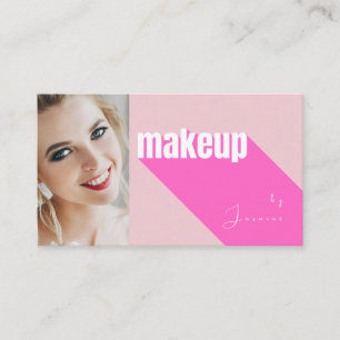 Cartão De Visita Blush Rosa Tipografia Branca Simples Foto Maquiage