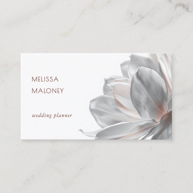 Cartão de Visita Blush Silver Magnolia Branco (Frente)