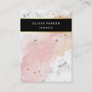 Cartão De Visita Blush Watercolor e Marble Placa de exibição de g