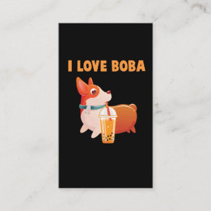 Cartão De Visita Boba Welsh Corgi Pembroke Bubble Tea Kawaii