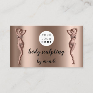 Cartão De Visita Body Scluping Care Logotipo Rosa Código QR Bikini