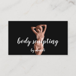 Cartão De Visita Body Scluping Massage Logotipo Rosa Bikini QR Dour
