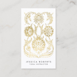 Cartão De Visita Bohemian Faux Gold Foil Modern Trendy Floral