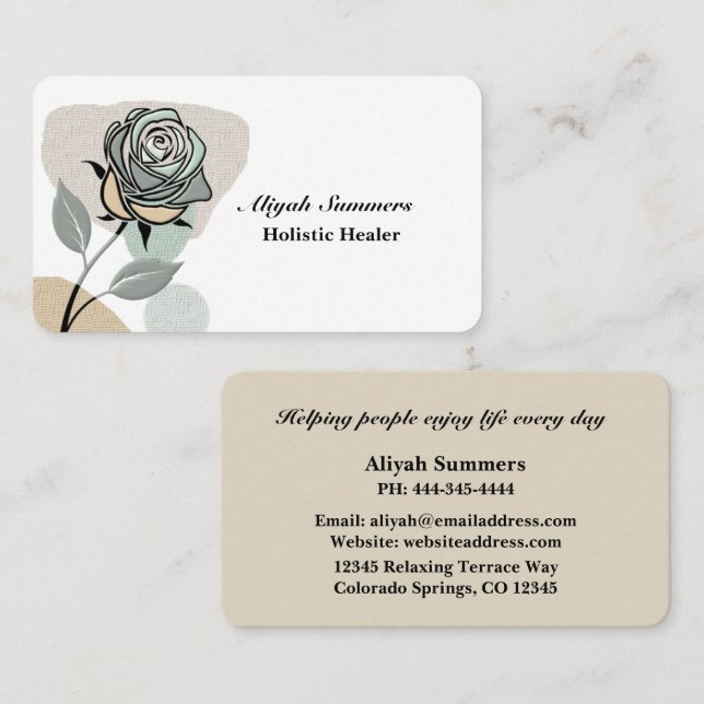 Cartão De Visita Boho Artistic Rose Meditative Business Card (Frente/Verso)