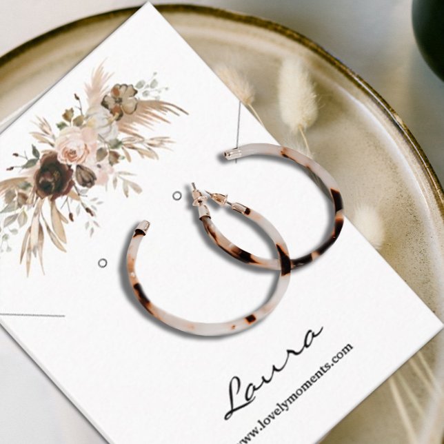 Cartão De Visita Boho Autumn Pumpkin Stud Earring (#zazzlemade #falldisplaycard #fallfloral #whitepumpkin #autumncard)