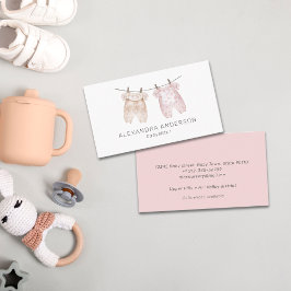 Cartão De Visita Boho Baby Clothing Watercolor Babysitter