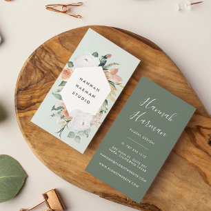 Cartão De Visita Boho Blooms Geométrico Watercolor Floral