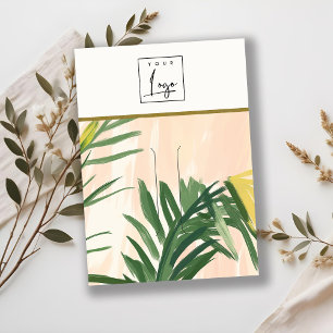 Cartão De Visita Boho Blush Green Palm Deixa Logotipo De Cabeçalho