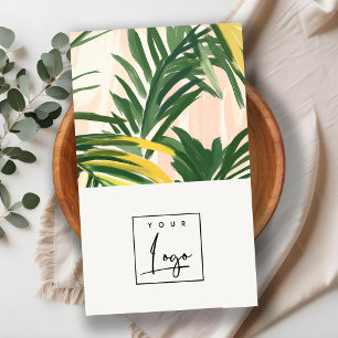 Cartão De Visita Boho Blush Green Palm Deixa Logotipo de Praia