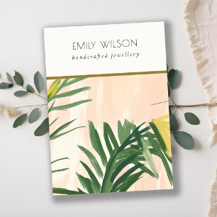 Cartão De Visita Boho Blush Green Palm Sai do Colar